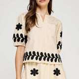 Strut & Bolt - Flower Embroidery Cotton Top