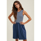 Wishlist Apparel - STRIPED CONTRAST MINI SWEATER TANK DRESS / WL24-9883