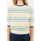 THML - Striped Puff Sleeve Knit Top