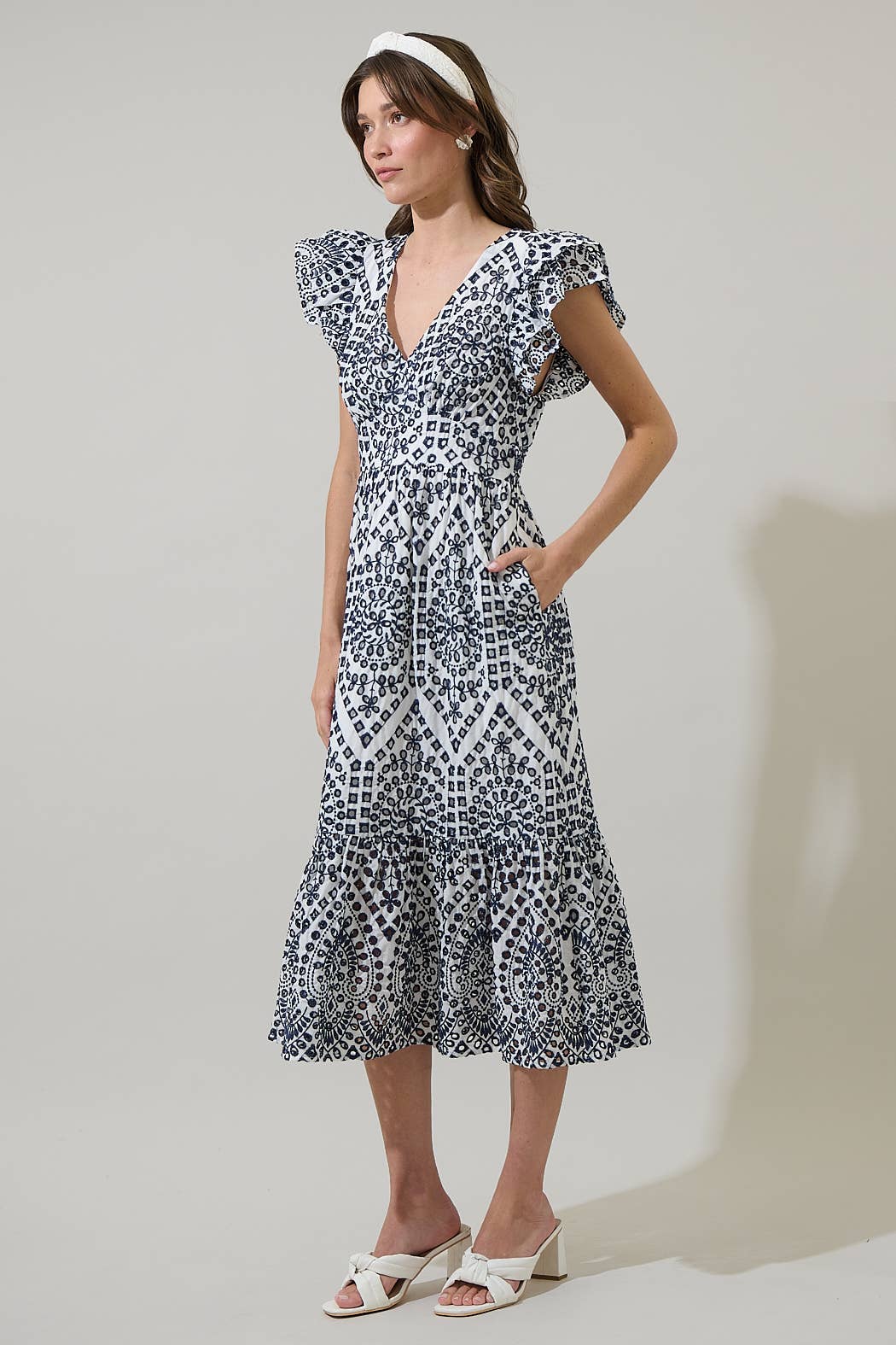 Sugarlips - At Sea Eyelet Zayla Midi Dress