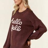 Doe and Rae - HELLO FALL Letter Embroidered Oversize Sweater - 43995T-2