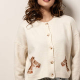 Urban Daizy - Western Horse Graphic Ribbed Trim Crew Neck Cardigan