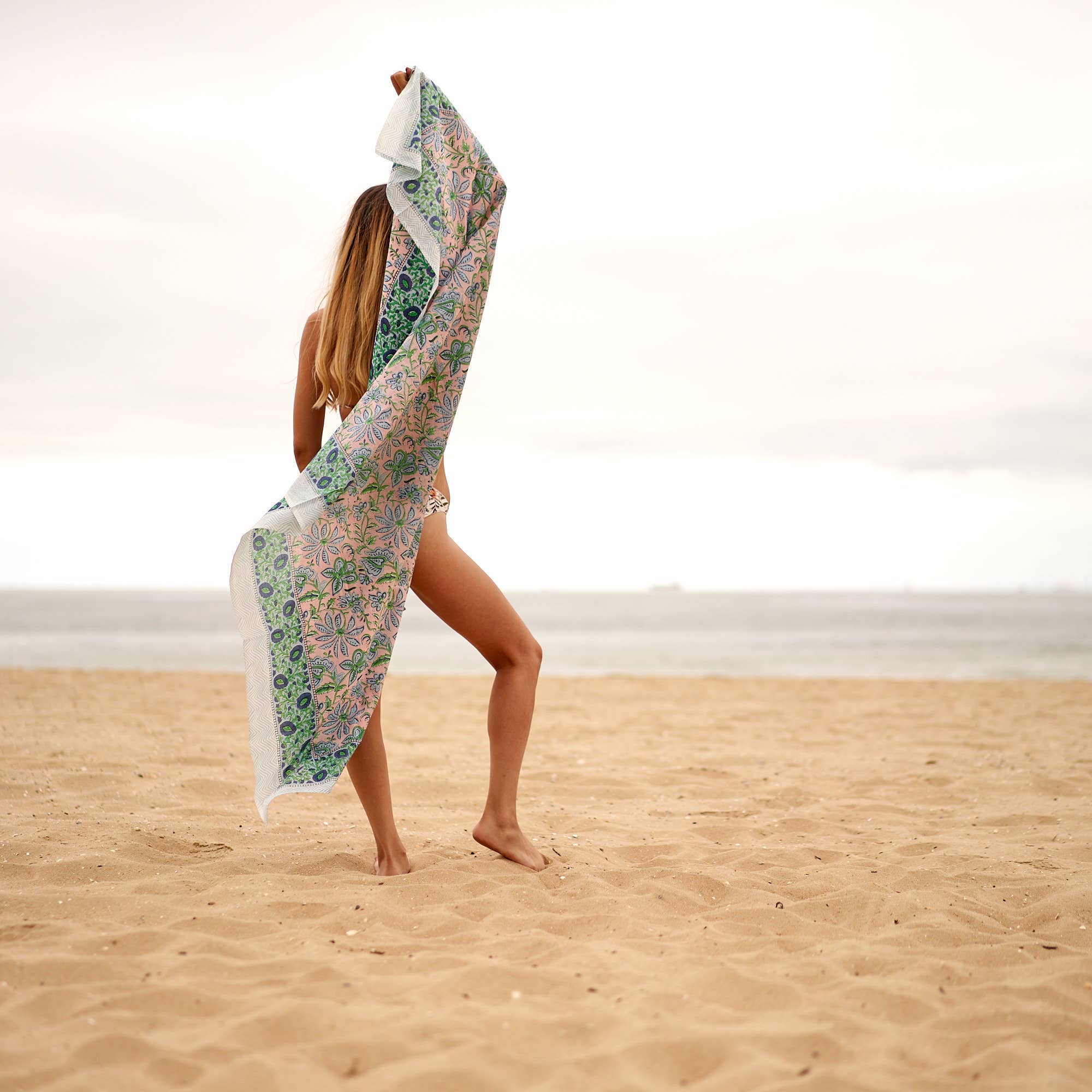 Boho-Eclectica - Block Print Cotton Sarong - Floral Print