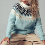 Urban Daizy - Fair Isle Knit Turtleneck Sweater