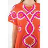 THML - Embroidered Short Sleeve Mini Dress