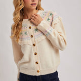 Bluivy - BUTTON FRONT FAIR ISLE KNIT SWEATER TOP