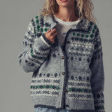 Urban Daizy - Nordic Pattern Button-Up Knit Cardigan