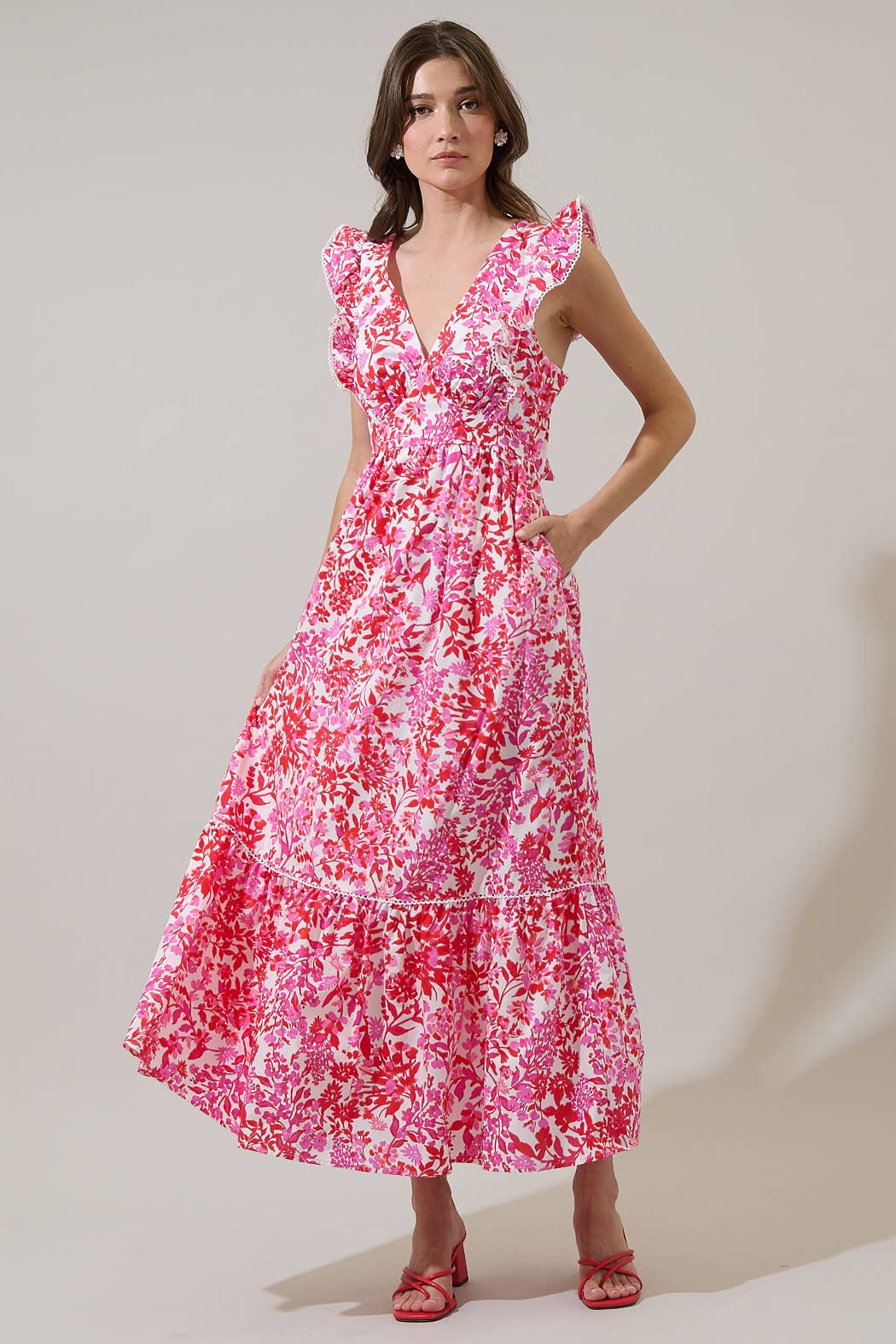 Sugarlips - Reidy Floral Mawar Ruffle Midi Dress
