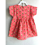 The Indian Bazaar - Girls Dress - Kimono Sleeve Round Neck - Peach green Floral