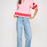 Strut & Bolt - Flower Embroidery Cotton Top