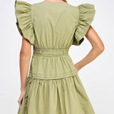Strut & Bolt - Flutter Sleeve Poplin Mini Dress