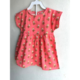 The Indian Bazaar - Girls Dress - Kimono Sleeve Round Neck - Peach green Floral