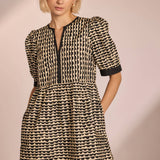 Strut & Bolt - Scallop Print Puff Sleeve Mini Dress