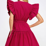 Strut & Bolt - Flutter Sleeve Poplin Mini Dress