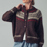 Urban Daizy - Fair Isle Nordic Toggle Knit Cardigan