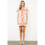 THML - Embroidered Short Sleeve Mini Dress