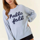 Doe and Rae - HELLO FALL Letter Embroidered Oversize Sweater - 43995T-2