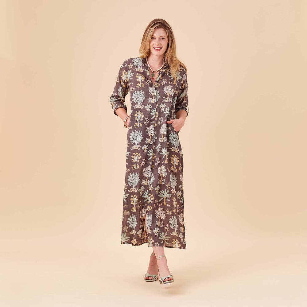 rockflowerpaper - ISLAND GREY Palm Shirt Dress