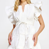 Strut & Bolt - Flutter Sleeve Poplin Mini Dress