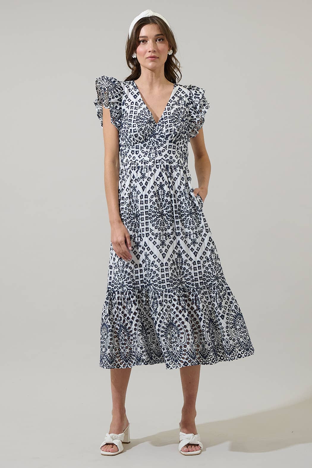 Sugarlips - At Sea Eyelet Zayla Midi Dress