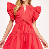 Strut & Bolt - Flutter Sleeve Poplin Mini Dress