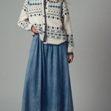 Urban Daizy - Nordic Pattern Button-Up Knit Cardigan