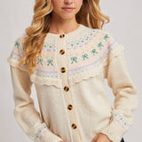 Bluivy - BUTTON FRONT FAIR ISLE KNIT SWEATER TOP