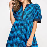 Strut & Bolt - Scallop Print Puff Sleeve Mini Dress