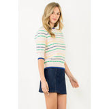 THML - Striped Puff Sleeve Knit Top