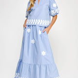 Strut & Bolt - Flower Embroidery Cotton Top