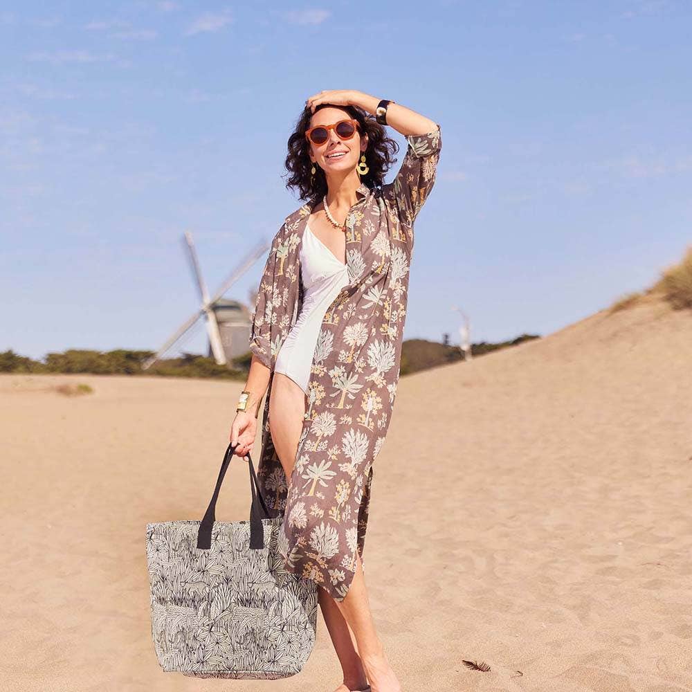 rockflowerpaper - ISLAND GREY Palm Shirt Dress