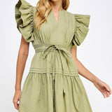Strut & Bolt - Flutter Sleeve Poplin Mini Dress