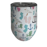 Cabana printed insulated wineglass