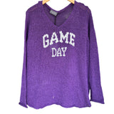 Game Day Purple V Cotton Sweater
