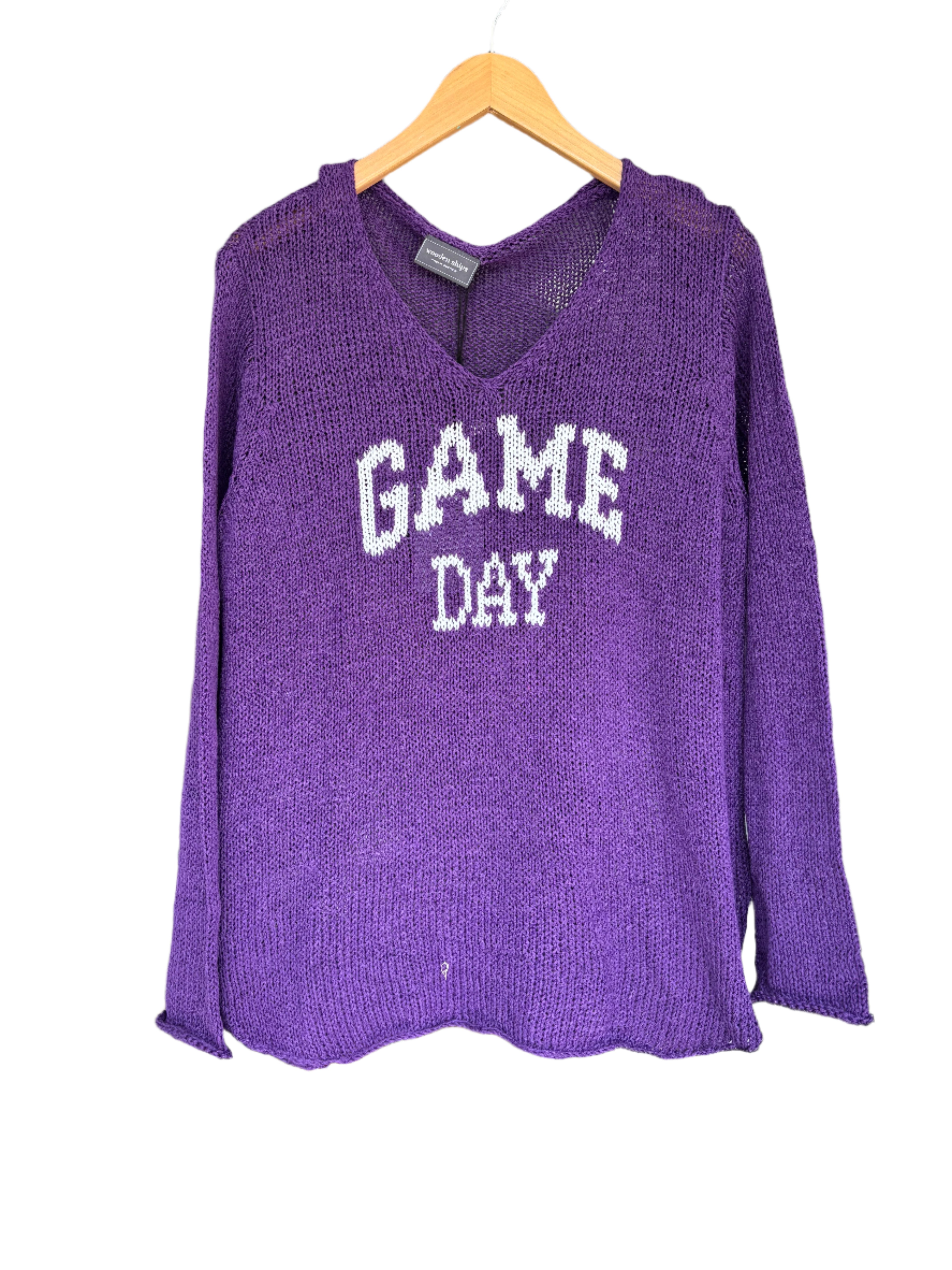 Game Day Purple V Cotton Sweater