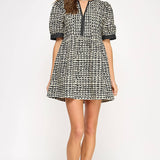 Strut & Bolt - Scallop Print Puff Sleeve Mini Dress