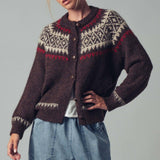 Urban Daizy - Fair Isle Nordic Toggle Knit Cardigan