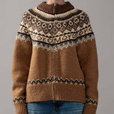 Urban Daizy - Nordic Zip-Up Wool Blend Cardigan