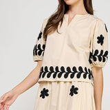 Strut & Bolt - Flower Embroidery Cotton Top