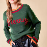 Doe and Rae - MERRY METALIC EMBROIDERY SWEATER TOP - 43998T
