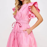 Strut & Bolt - Flutter Sleeve Poplin Mini Dress