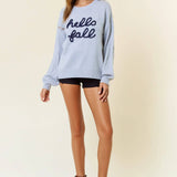 Doe and Rae - HELLO FALL Letter Embroidered Oversize Sweater - 43995T-2
