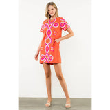 THML - Embroidered Short Sleeve Mini Dress