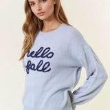 Doe and Rae - HELLO FALL Letter Embroidered Oversize Sweater - 43995T-2