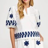 Strut & Bolt - Flower Embroidery Cotton Top