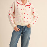 &MERCI - DOLL COLLAR HEART KNIT SWEATER CARDIGAN MSW11160