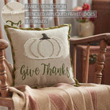 VHC Brands - Harvest Blessings Applique Pumpkin Give Thanks Pillow 12x12