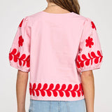 Strut & Bolt - Flower Embroidery Cotton Top