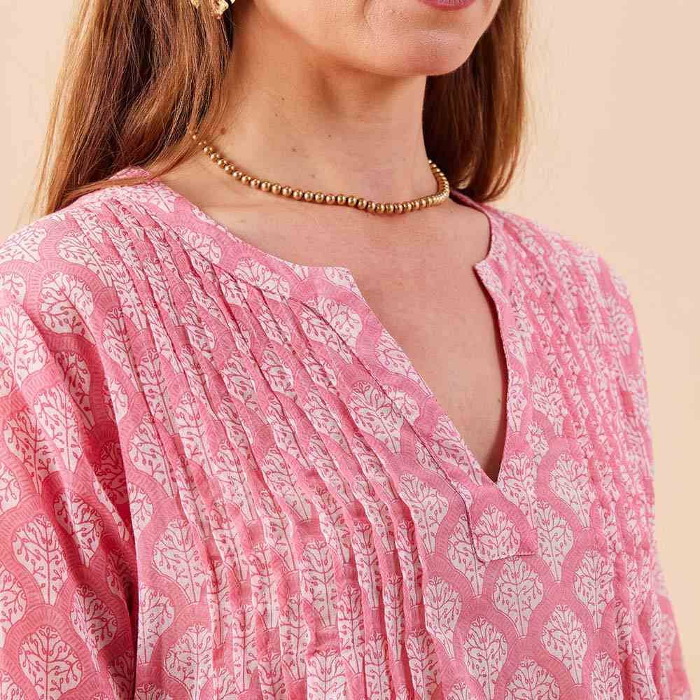 rockflowerpaper - FIFER PINK Pintuck Beach Coverup