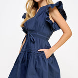 Strut & Bolt - Flutter Sleeve Poplin Mini Dress